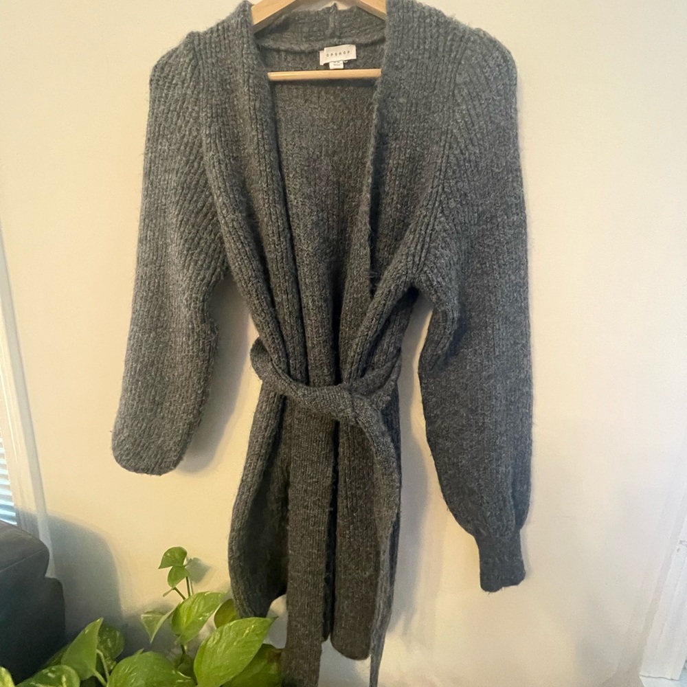 Topshop tie cardigan (charcoal)